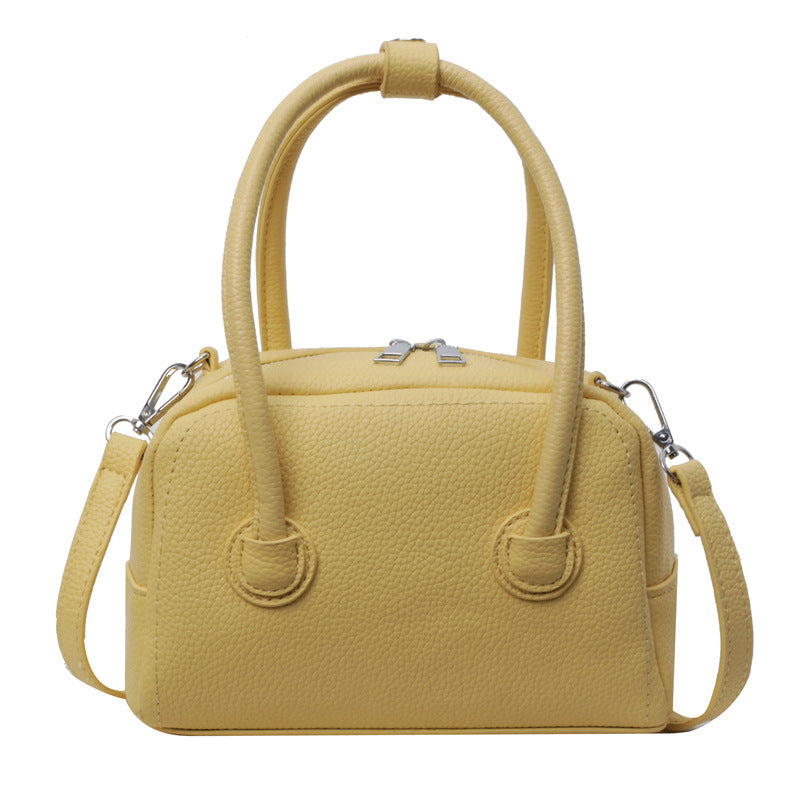 Sac à main décontracté à motif litchi de couleur unie pour femme
