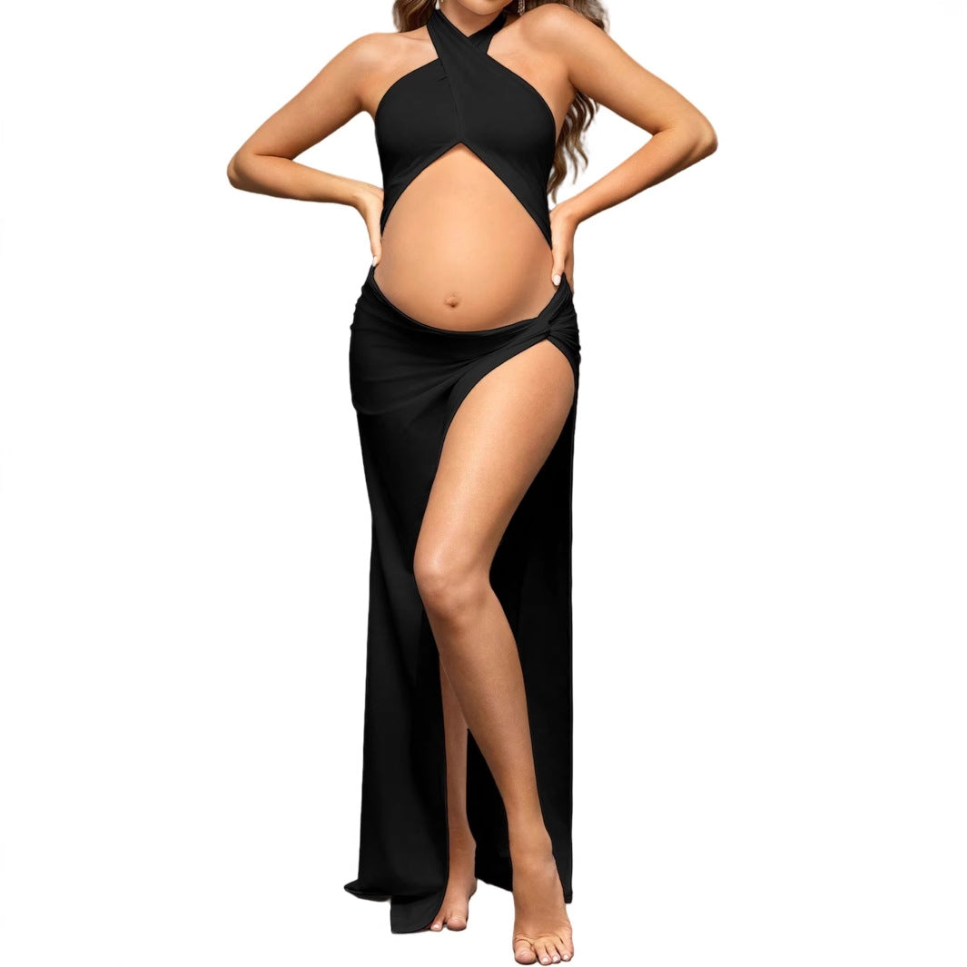 Slim-Fit Pregnant Women Dress with Hollow Out Design