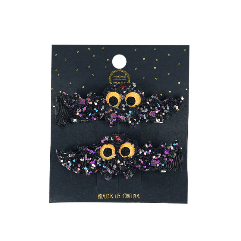 Pince à cheveux Halloween pour enfants, motif citrouille et chauve-souris