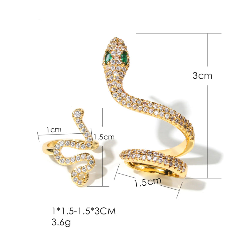 Women Fashion Alloy Snake Shape Halloween Clip Earrings