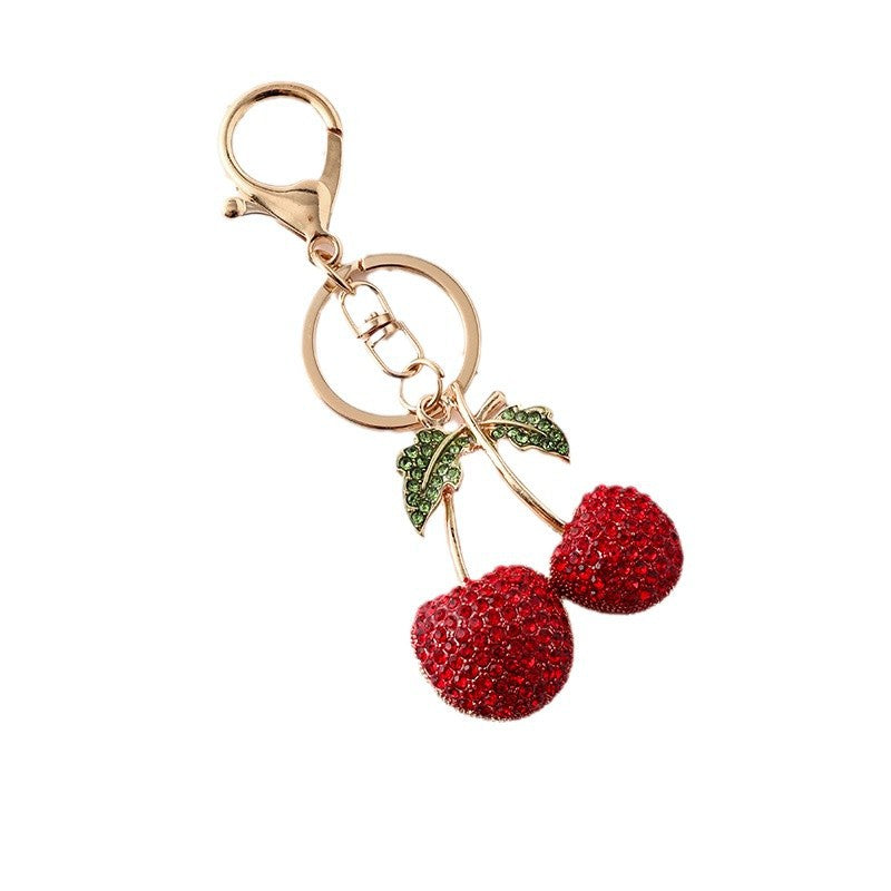 Creative Cute Fruit Rhinestone Cherry Key Chain