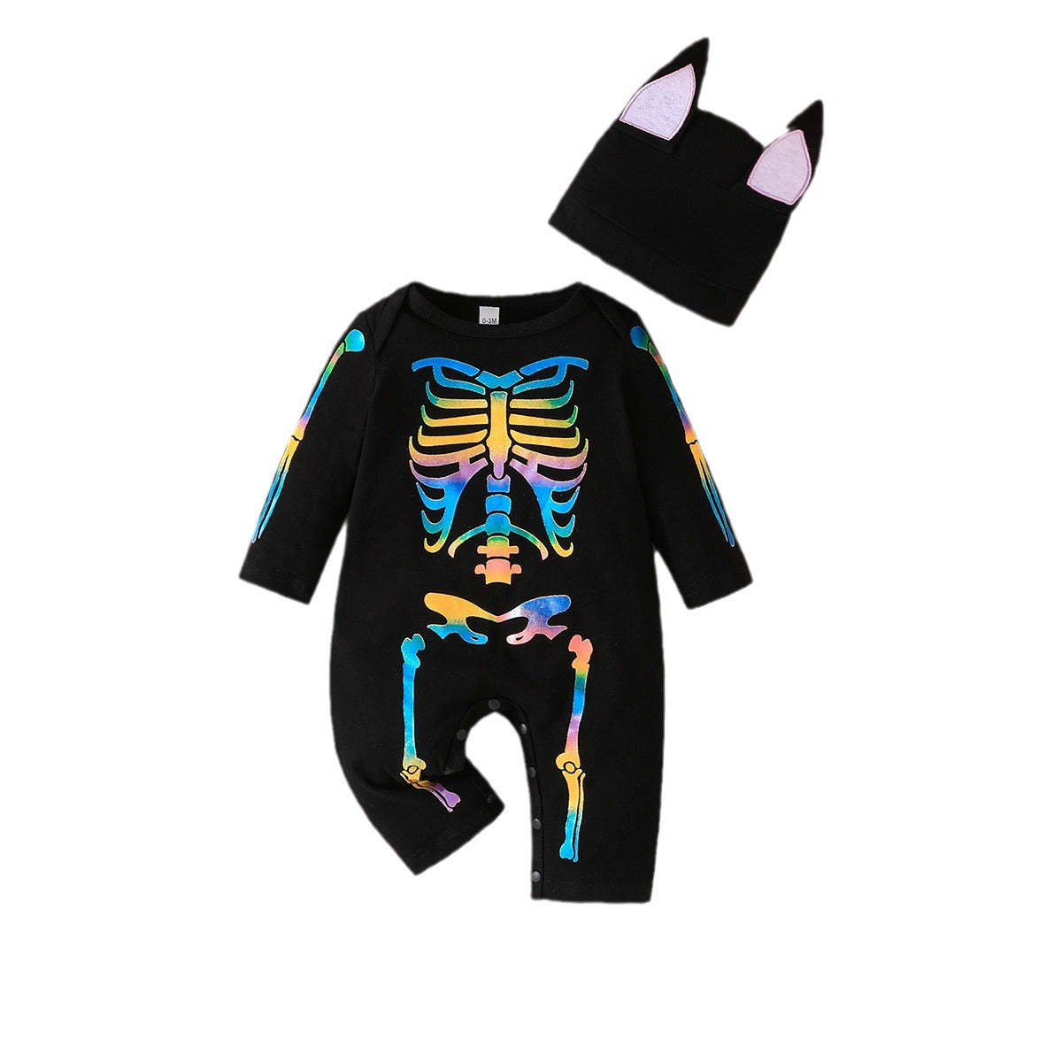 Pelele con estampado de esqueleto de Halloween para niños y niñas