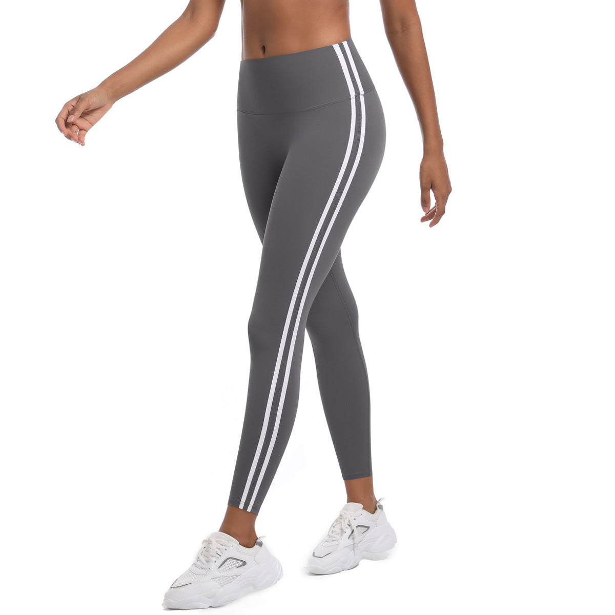 Leggings de sport taille haute à rayures pour femmes