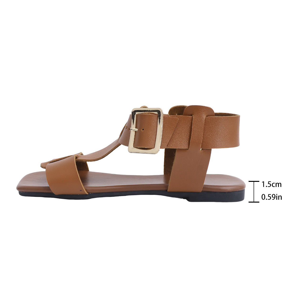Sandales plates à bout carré pour femmes, grandes tailles, tendance