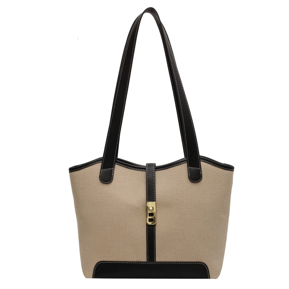 Bolso tote vintage de gran capacidad con empalmes en contraste