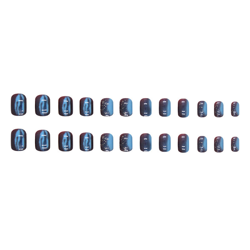 Nail Art Aurora Flash Court Nail Art Galaxie Automne Bleu Paillettes