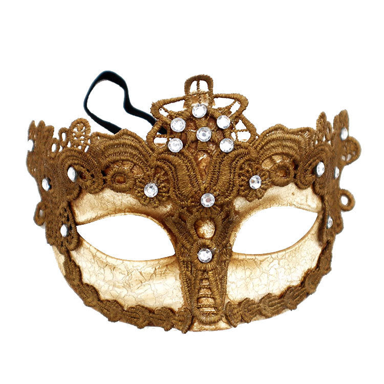 Masque unisexe tendance en dentelle craquelée et diamants pour Halloween