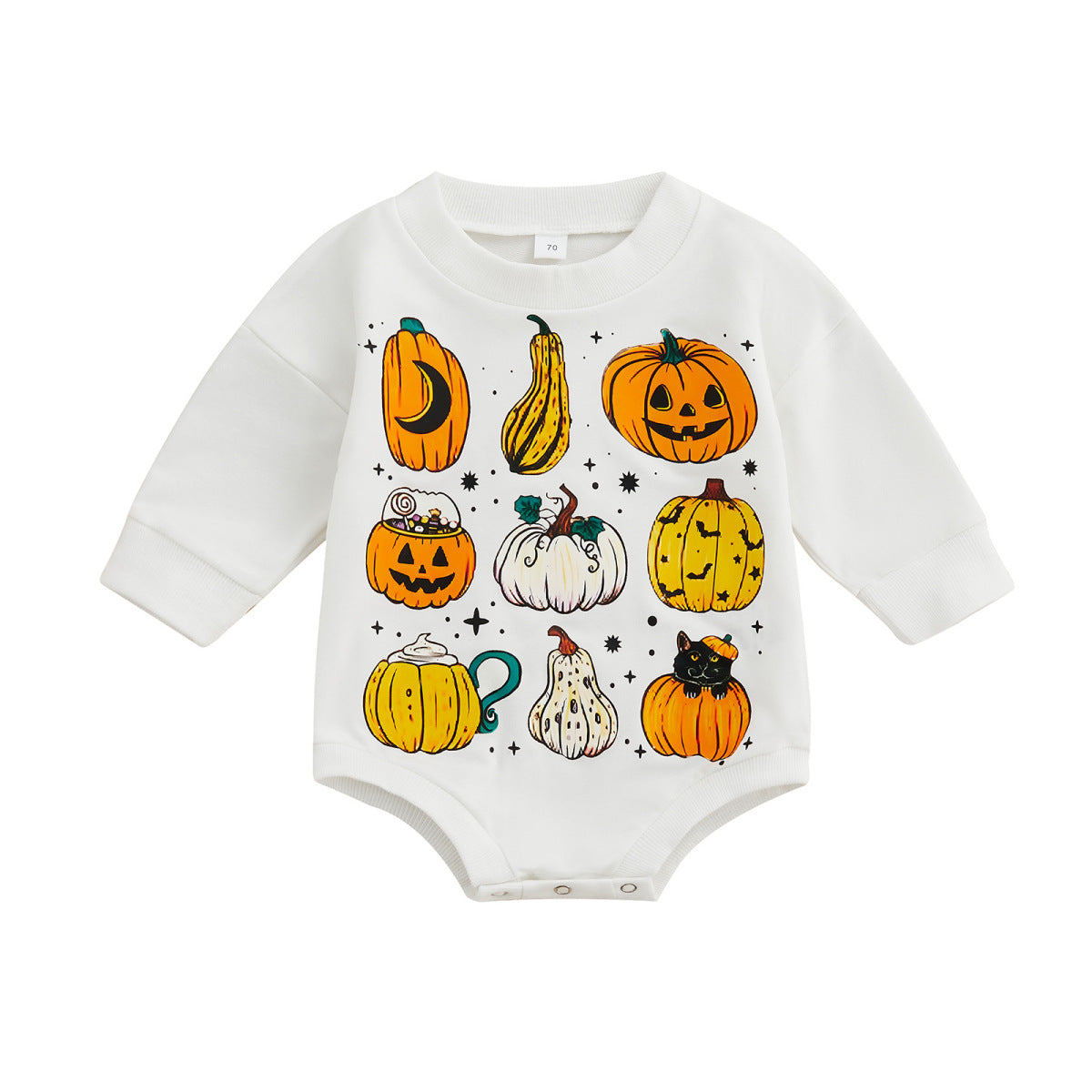 Pelele de algodón con estampado de calabaza de manga larga para bebé