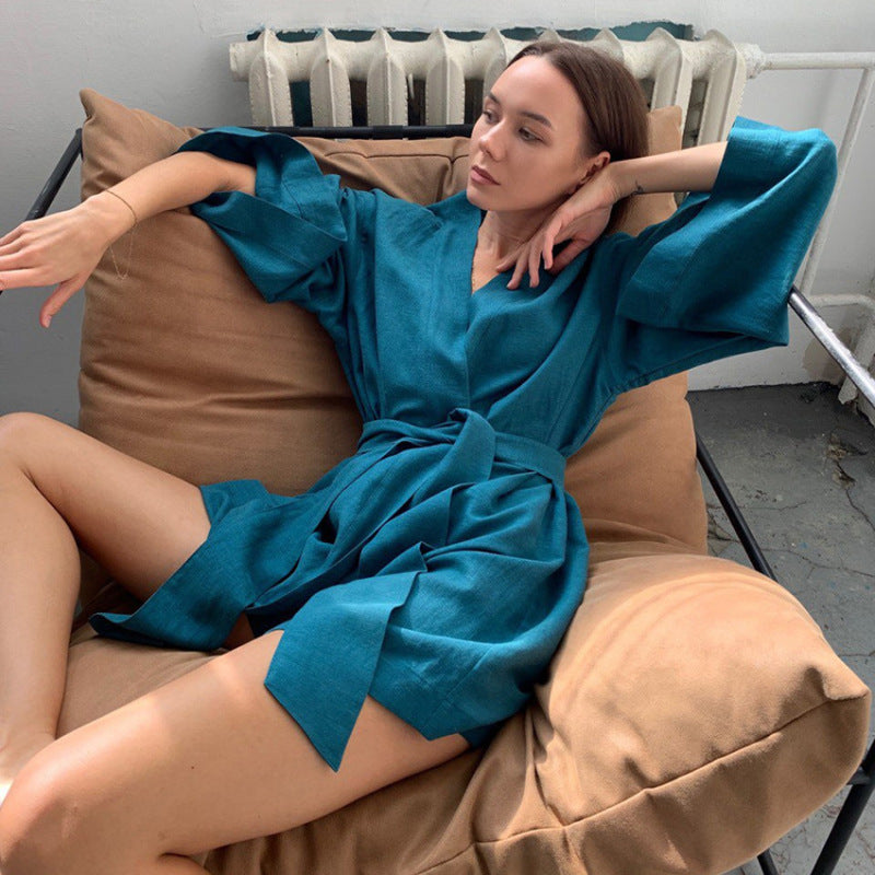 Autumn Women Fashion Cotton And Linen Pajamas