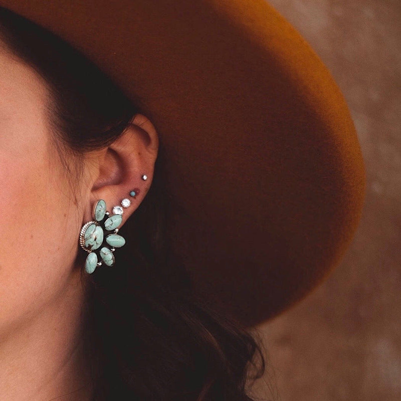 Boucles d'oreilles à tige géométriques florales bohèmes vintage