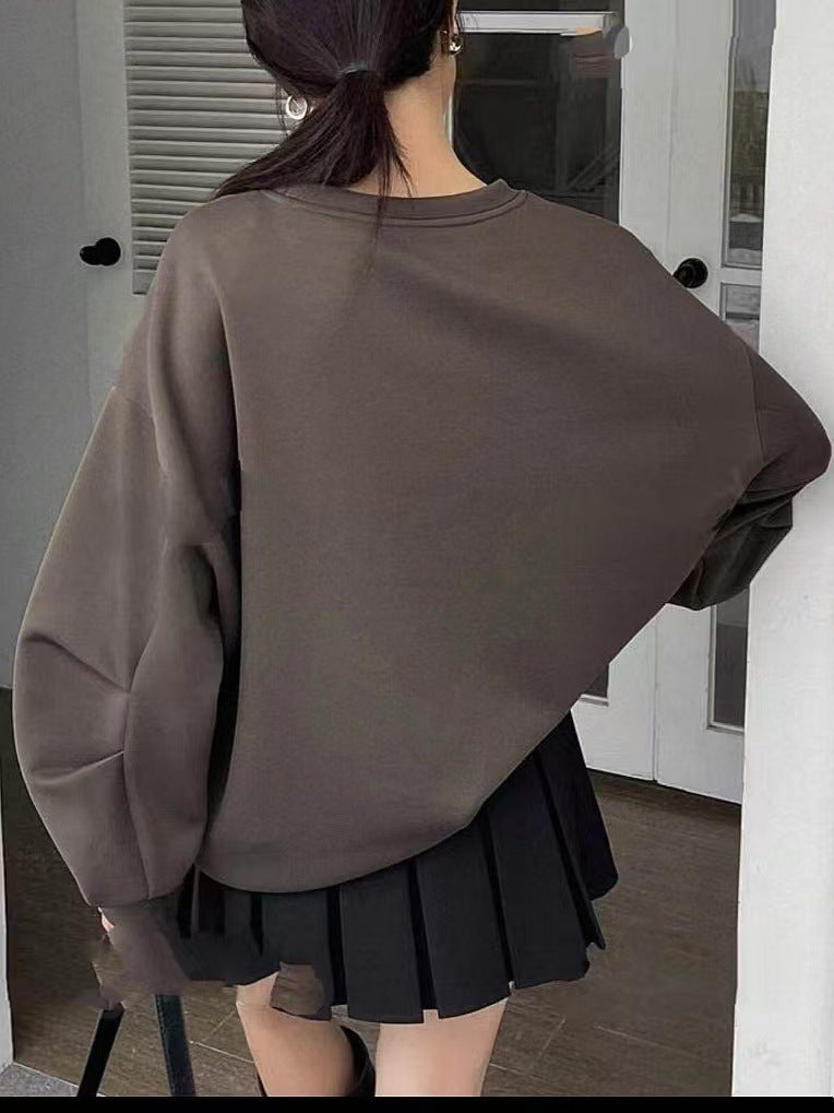 Women Autumn Winter Bat Sleeve Hollow Heart Sweatshirt