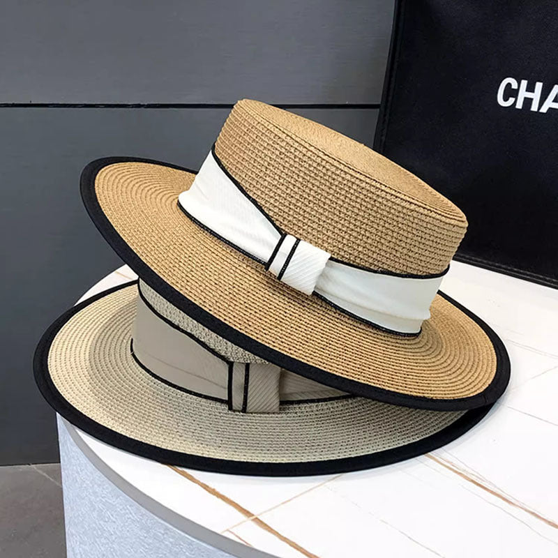 Elegante sombrero de paja plano para el sol