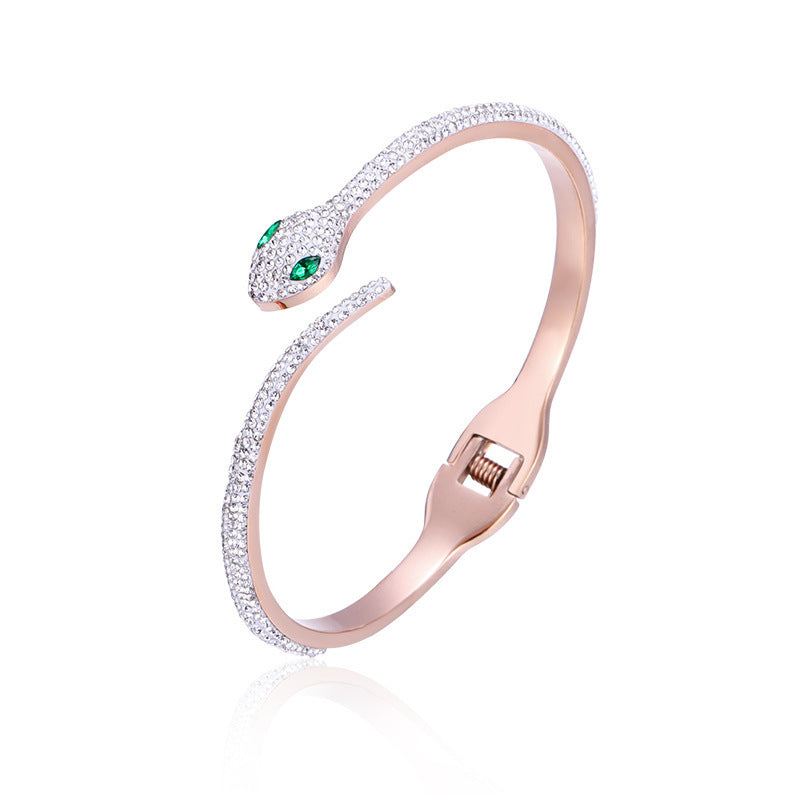 Pulsera de serpiente con circonitas cúbicas sencillas a la moda para mujer