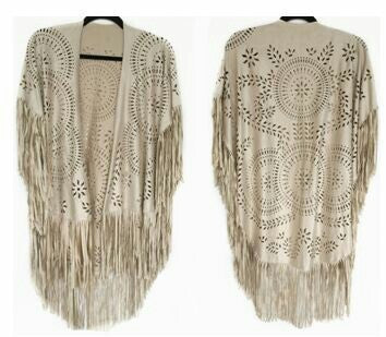 Chal de gamuza con borlas para mujer, estilo bohemio, de verano