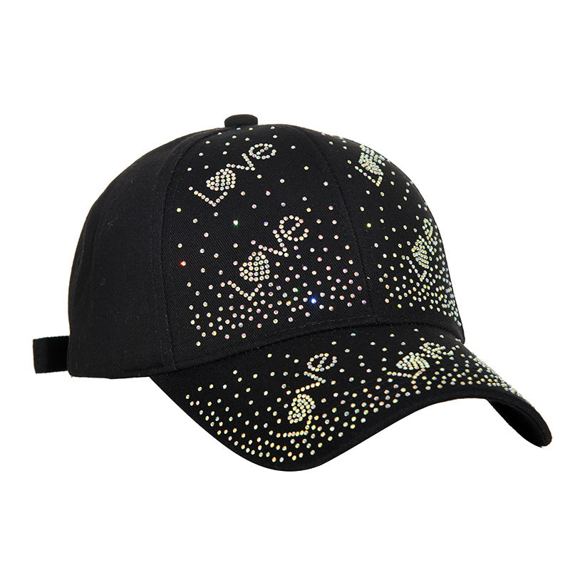 Gorra de béisbol con visera de sol y diamantes de imitación para mujer