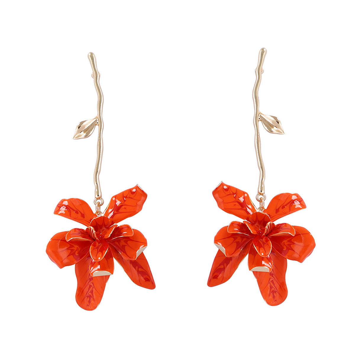 Boucles d'oreilles florales exagérées en métal, accessoires de style personnel