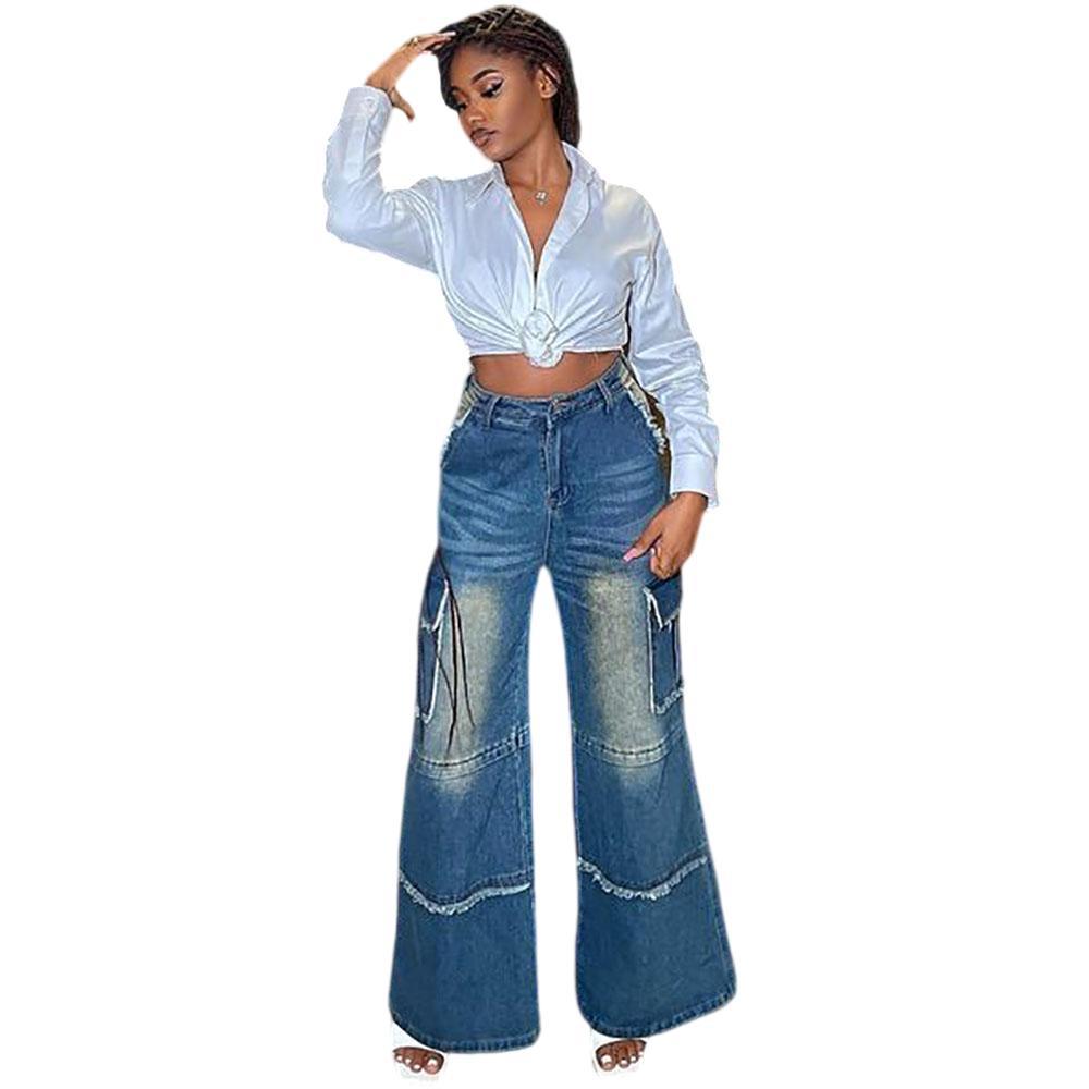 Jean vintage coupe droite et large pour femme