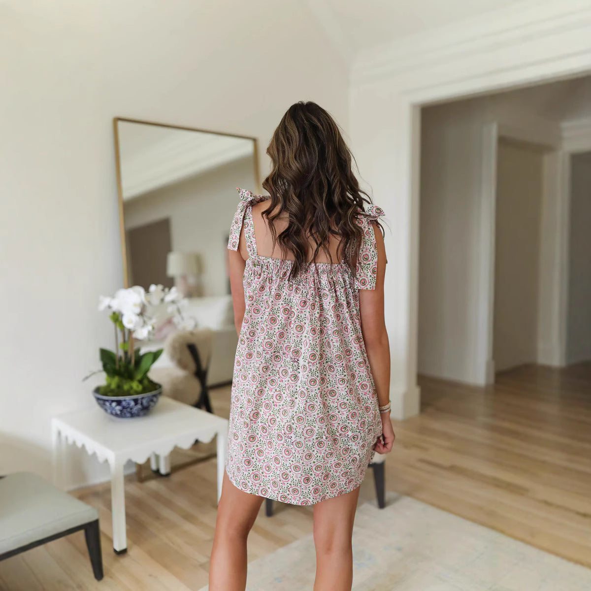 Women Vacation Floral Printed Sleeveless Dress