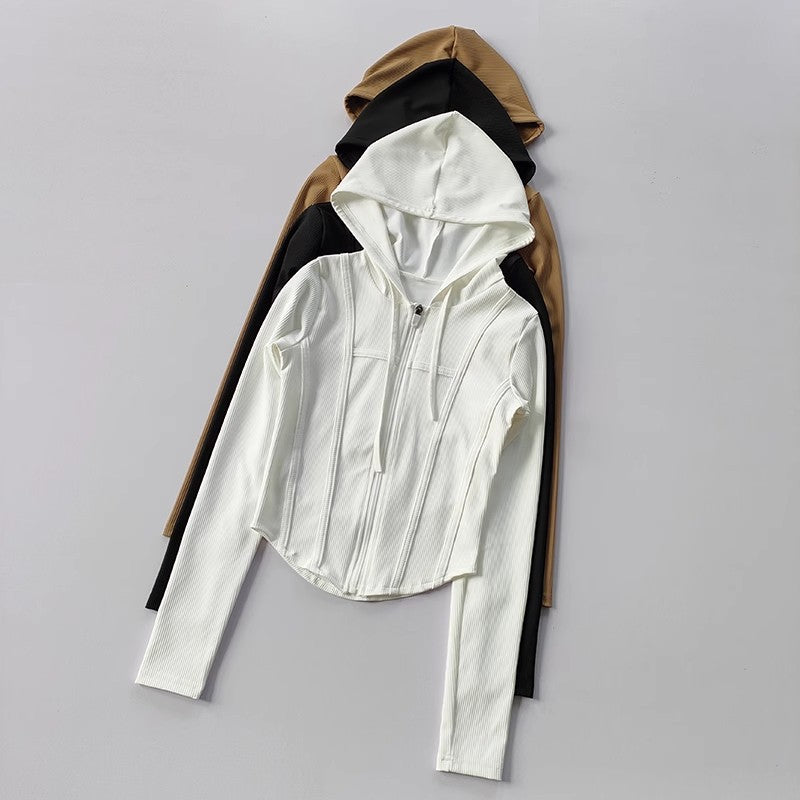 Veste de sport à capuche pour femme, en nylon et élasthanne