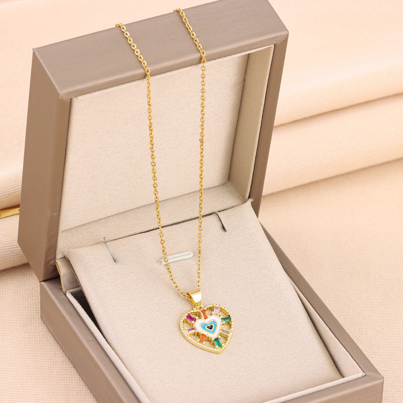 Collar con colgante hueco multicolor bohemio para mujer