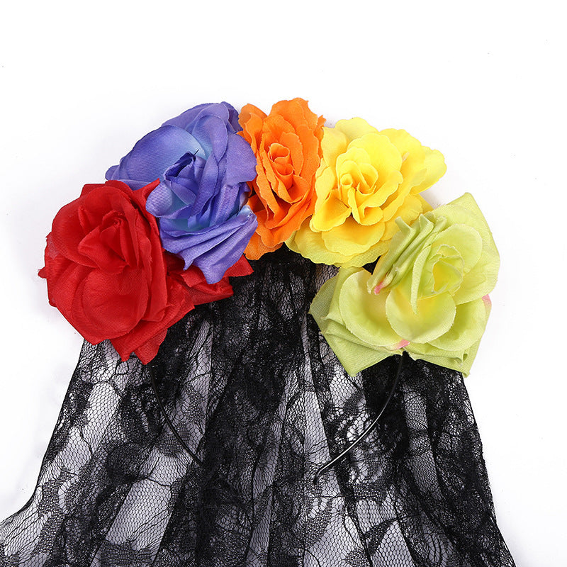 Accessoires pour cheveux en forme de rose artificielle pour Halloween