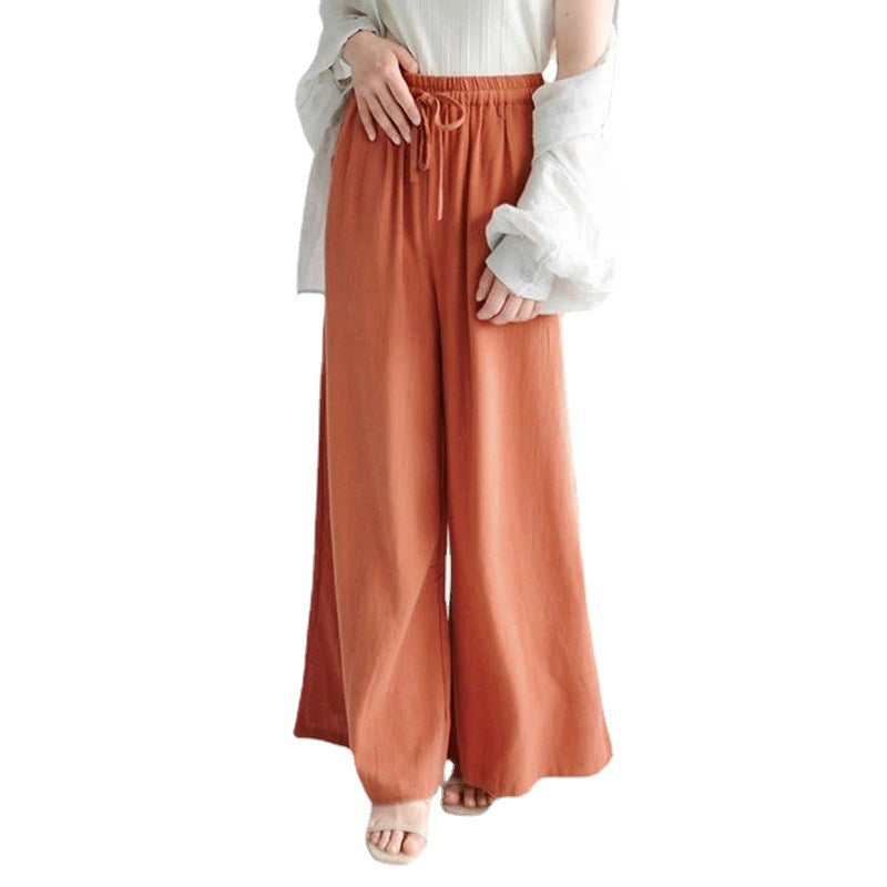 Women Casual Loose Solid Color Linen Cotton Pants