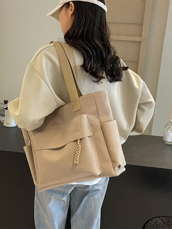 Women Casual Solid Color Large Capacity Tote Bag