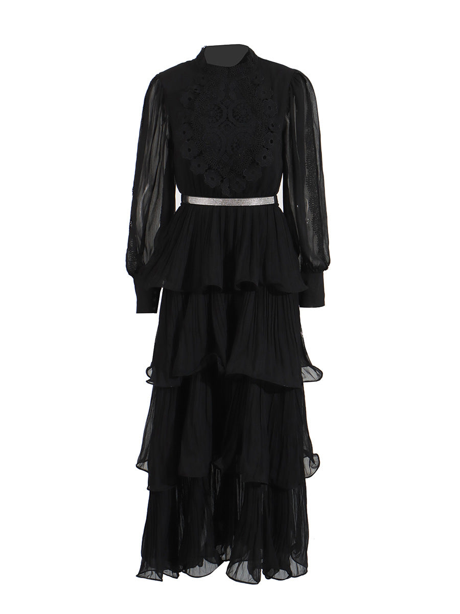 Vestido largo retro elegante de encaje bordado