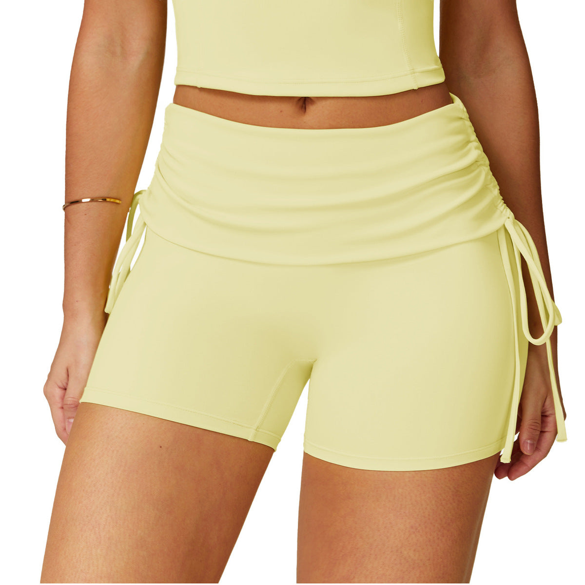 Short de yoga décontracté de couleur unie pour femme