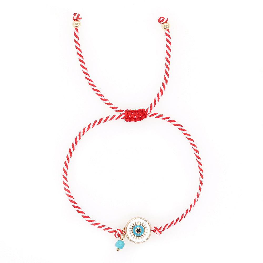 Women Fashion White Eyes Turquoise Rope Bracelet Stylish Jewelry