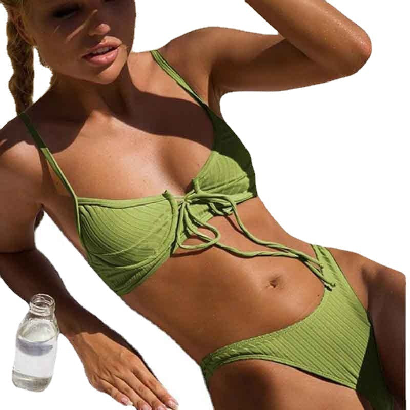 Bikini sexy de color sólido para mujer