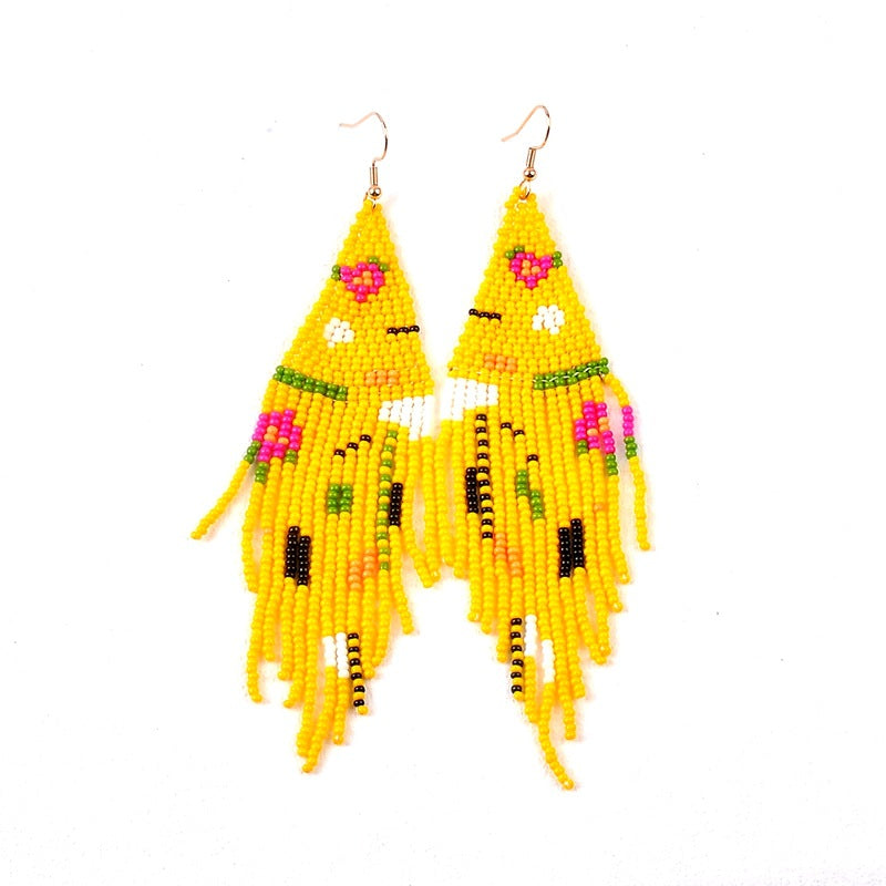 Boucles d'oreilles bohèmes à pampilles et perles de riz pour femmes