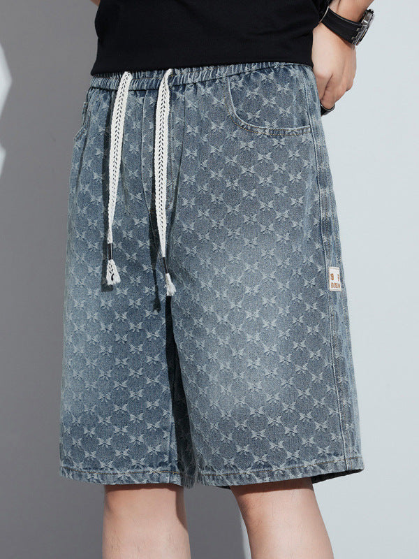 Pantalones cortos vaqueros casuales para hombre con estampado de mariposas y corte holgado