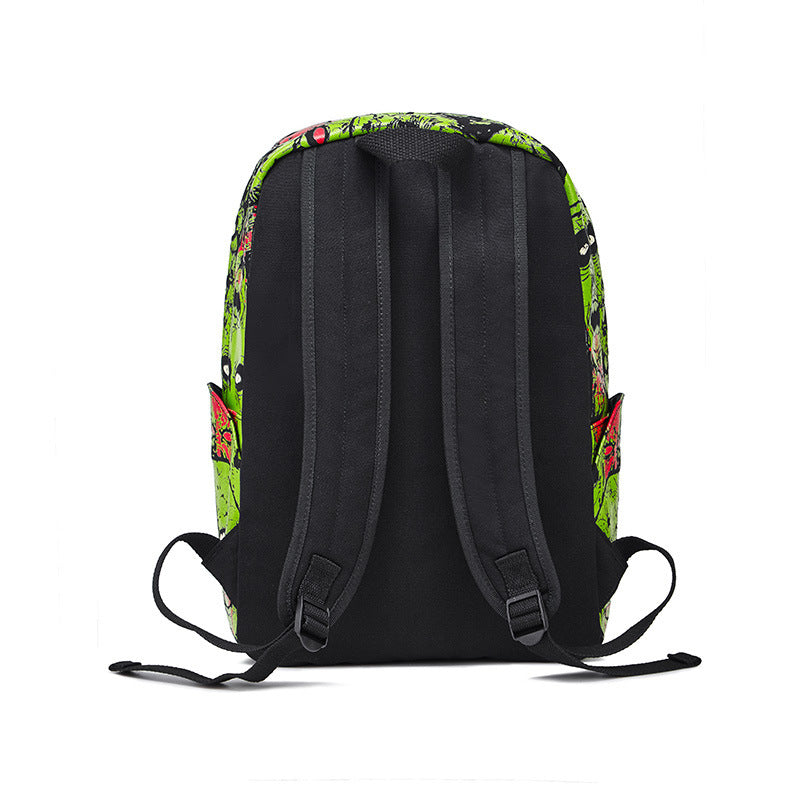 Women Fashion Halloween Print Skull Pattern Canvas Backpack