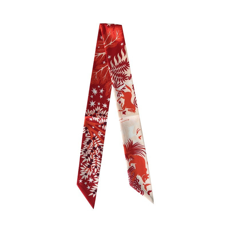 Fashion Printed Ribbon Tie Bag Handle Scarf