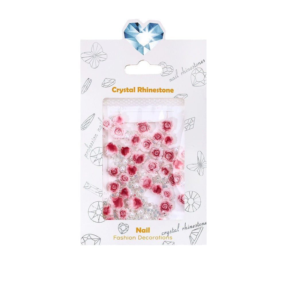 Décoration d'ongles créative en résine florale tridimensionnelle pour femmes, motif rose