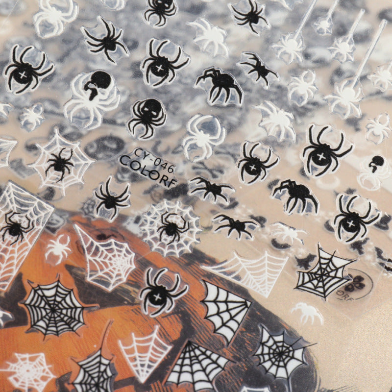 Halloween Nail Stickers Funny Skeleton Little Monster 3D Luminous