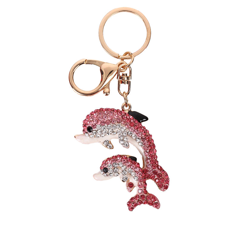 Llavero de delfín con diamantes de imitación multicolor Sea Life - Accesorio de playa de aleación