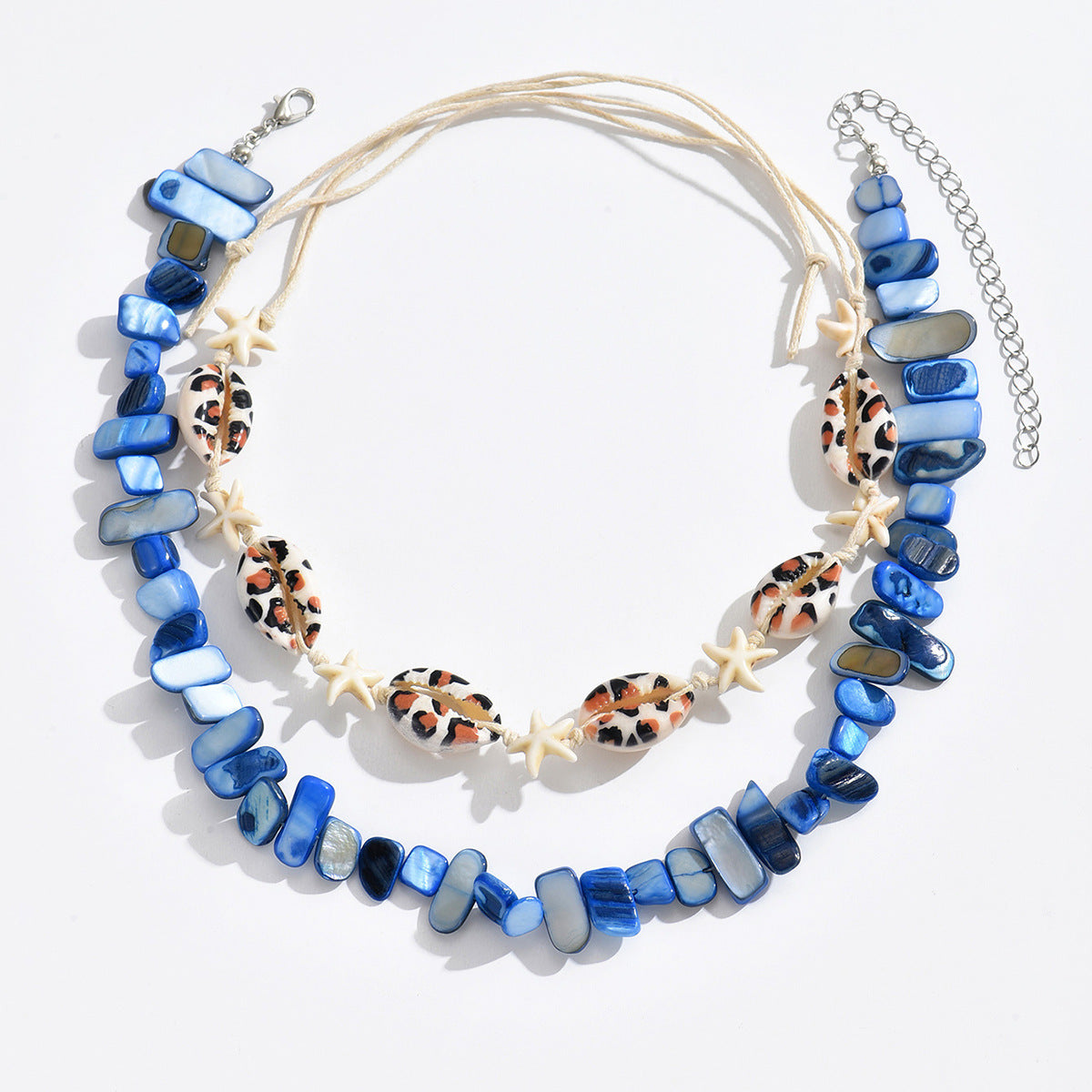 Ocean Wind Irregular Gravel Beaded Starfish Shell Sea Necklace