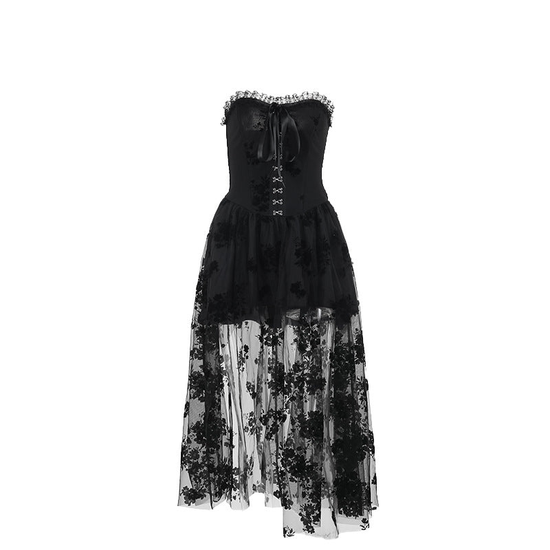 Robe élégante gothique micro-transparente pour femme