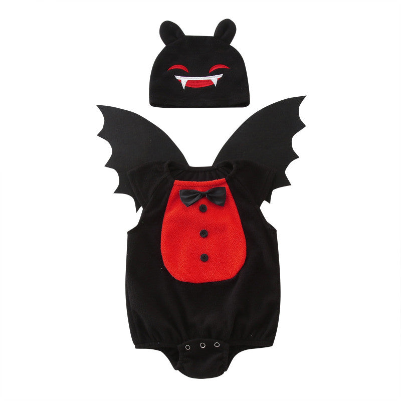 Kids Baby Girls Boys Halloween Colorblock Bat Wings Romper