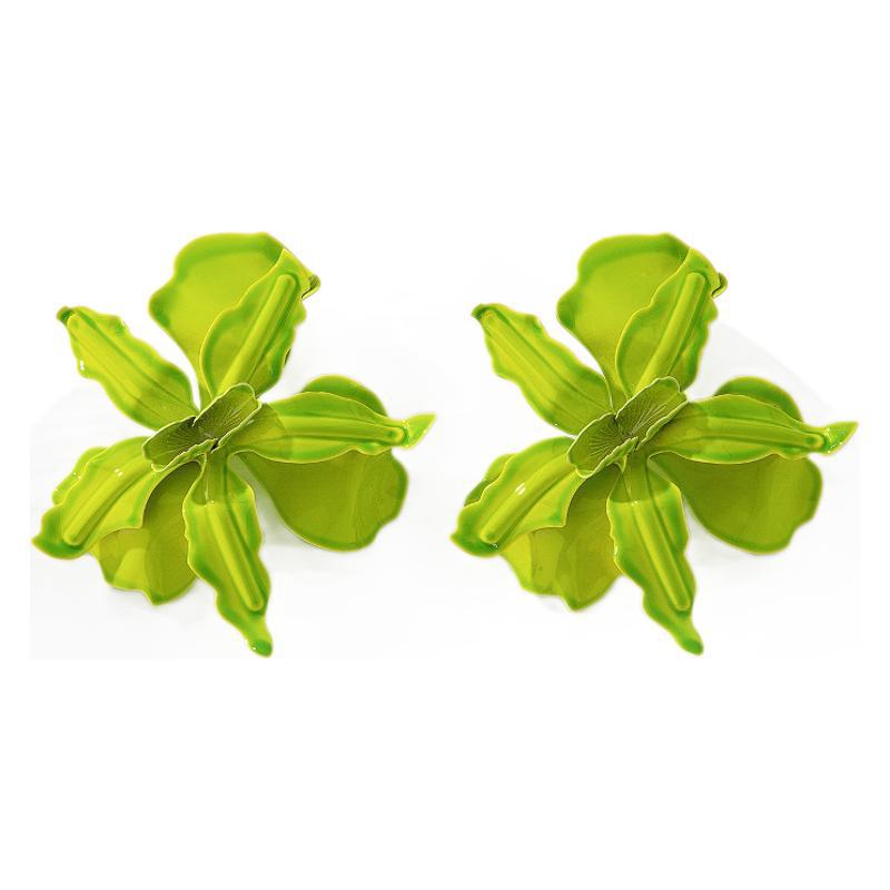 Boucles d'oreilles florales exagérées à la mode, style fleur en alliage, tendance