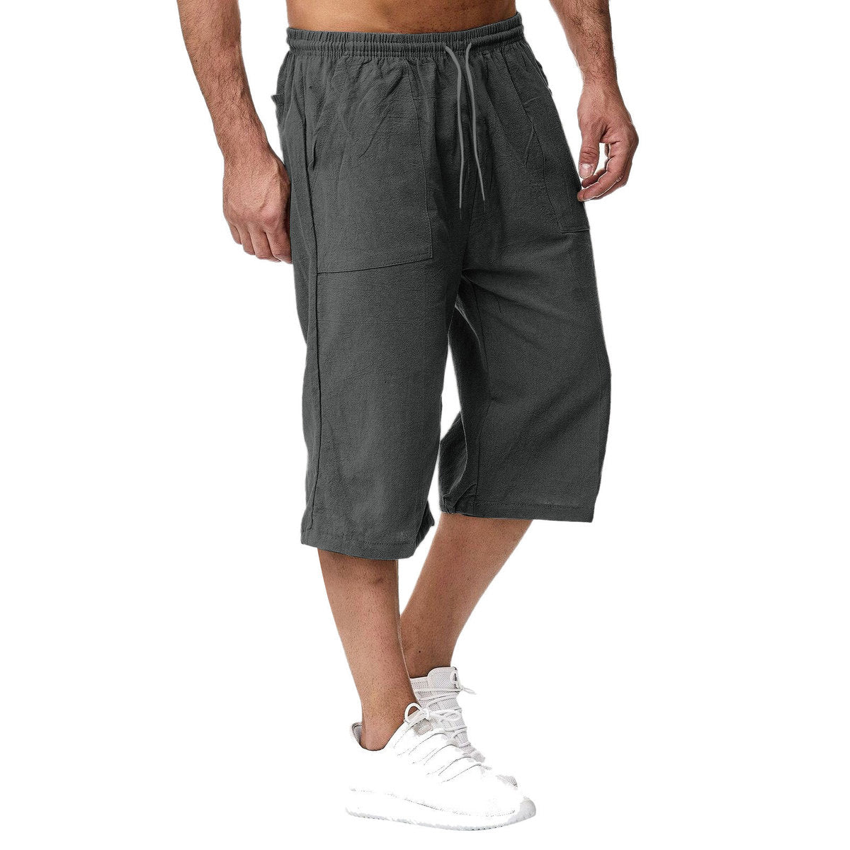 Men Casual Cotton And Linen Summer Cropped Pants