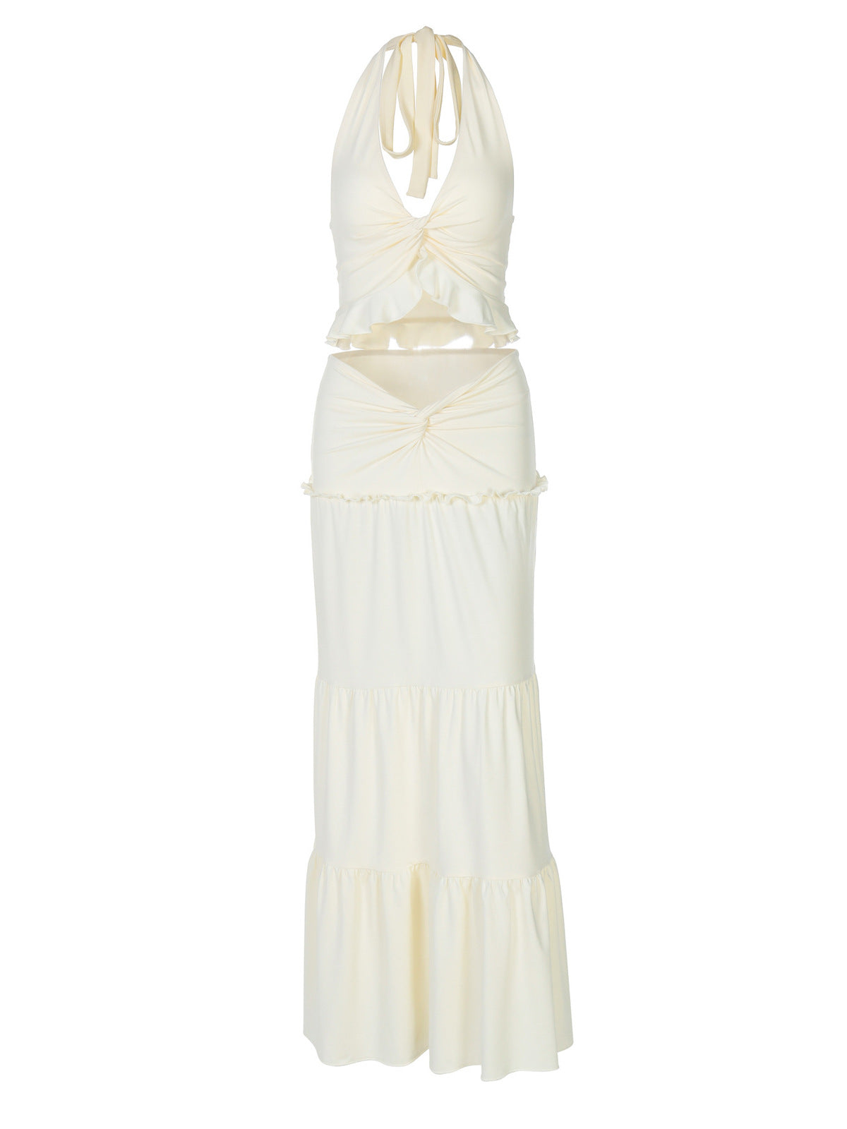 Ensemble haut court sexy à col licou et col en V pour femme