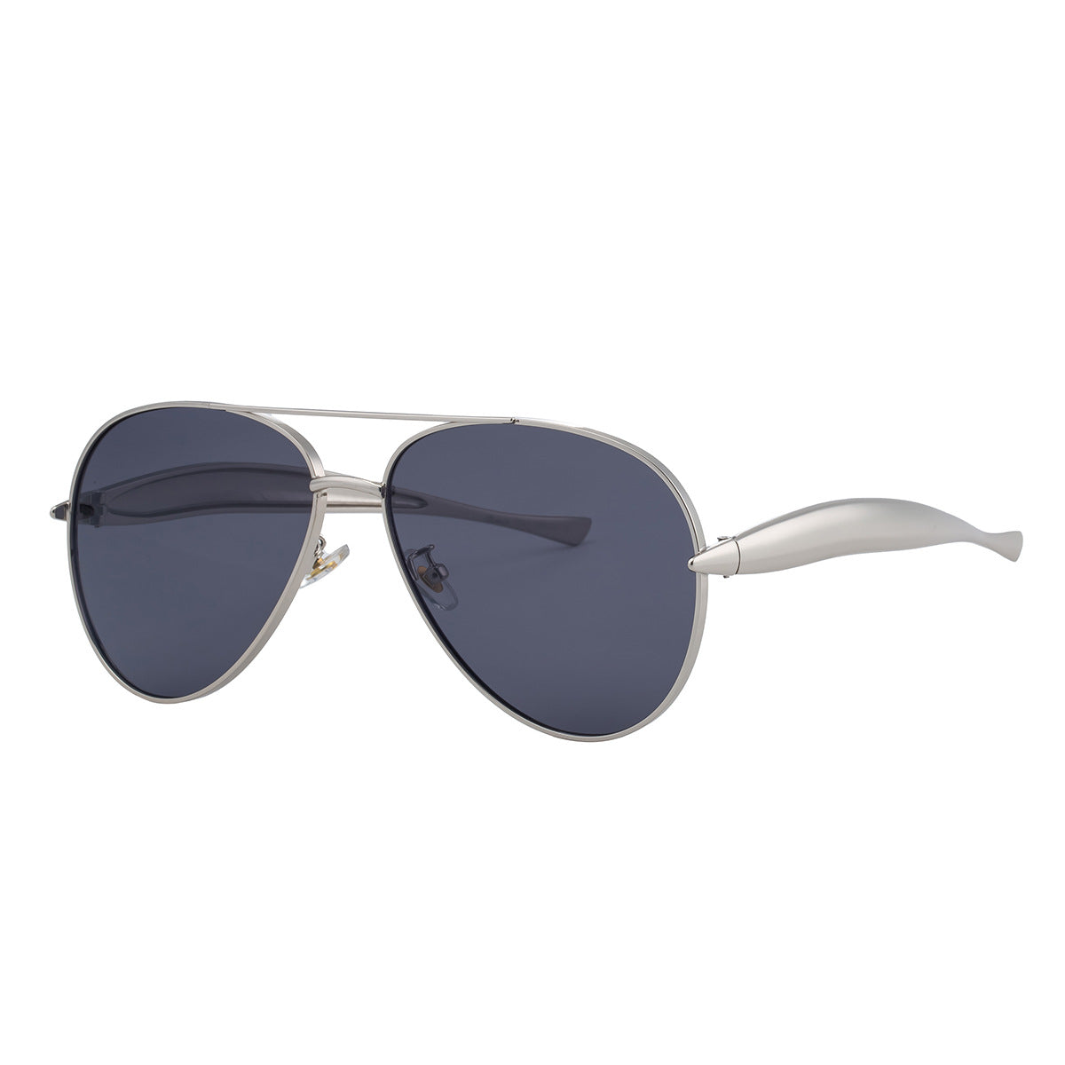 Lunettes de soleil à monture large en métal de couleur unie pour femmes