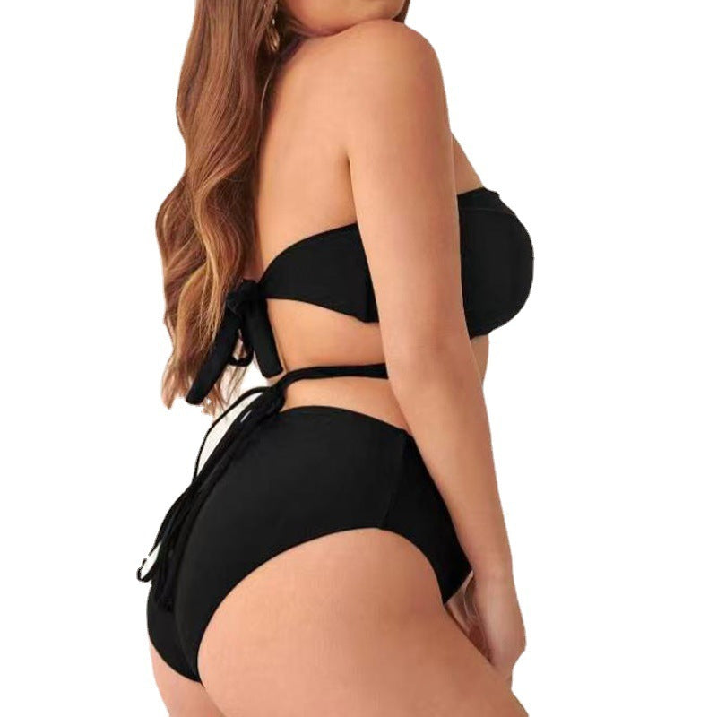 Fashion Summer Vacation Women Plus Size Solid Color Bikini