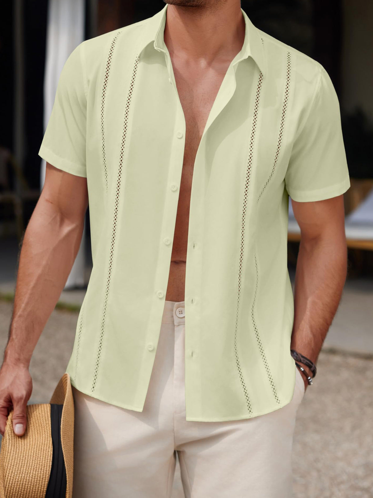Men's Fashion Casual Solid Color Short-Sleeve Shirt