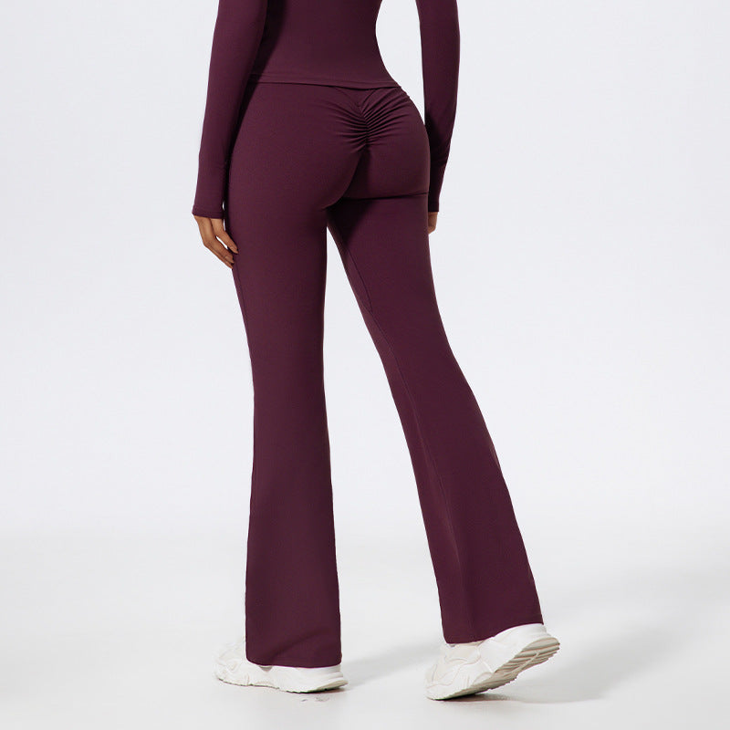 Pantalon de yoga décontracté taille haute à jambes larges pour femme en mélange de coton