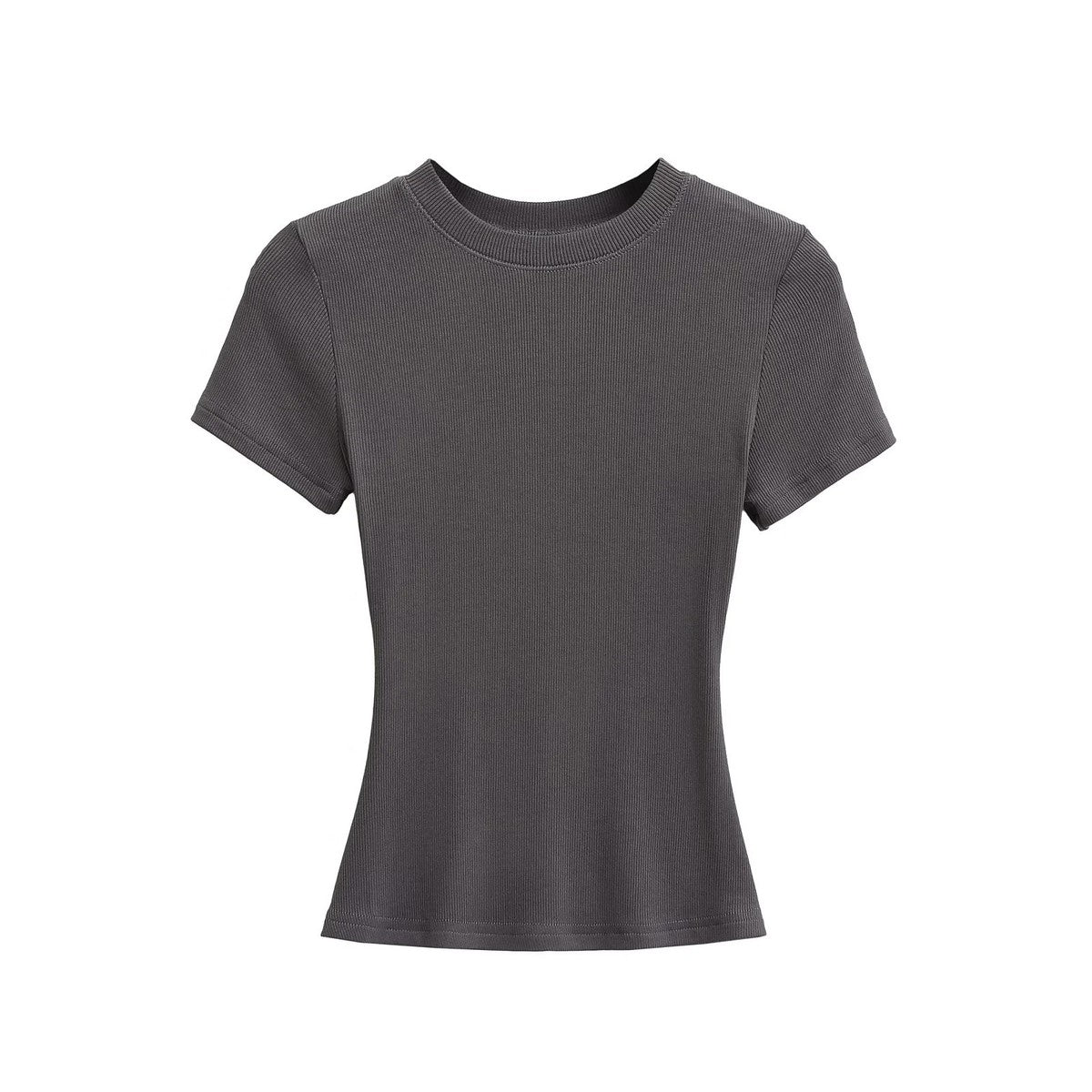 Women Solid Color Cotton Spandex Short Sleeve T-Shirt