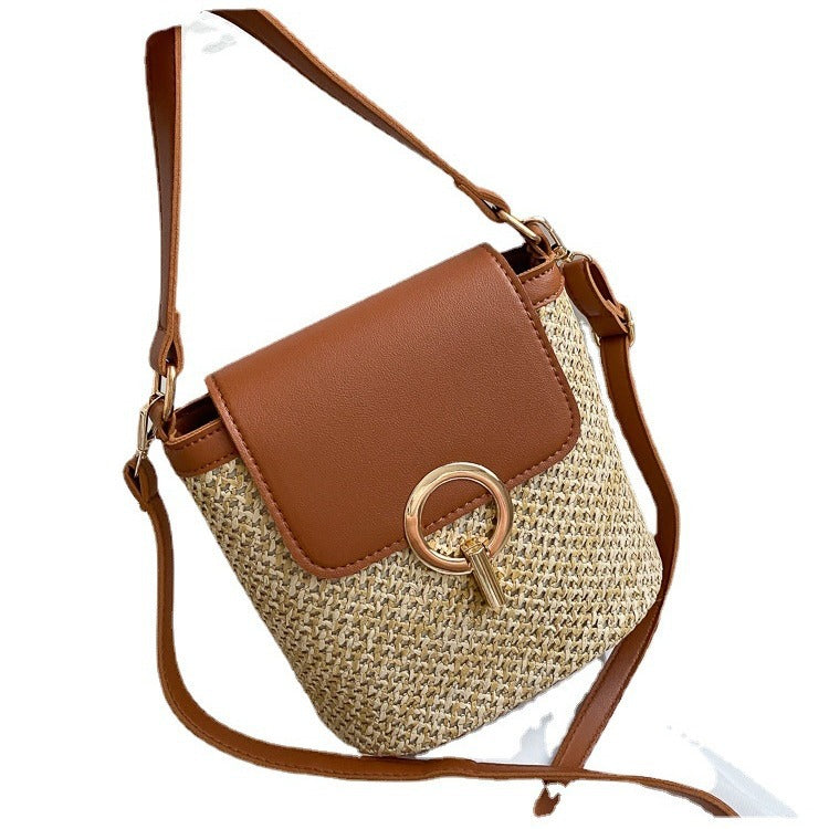 Bolso de hombro tejido informal bohemio